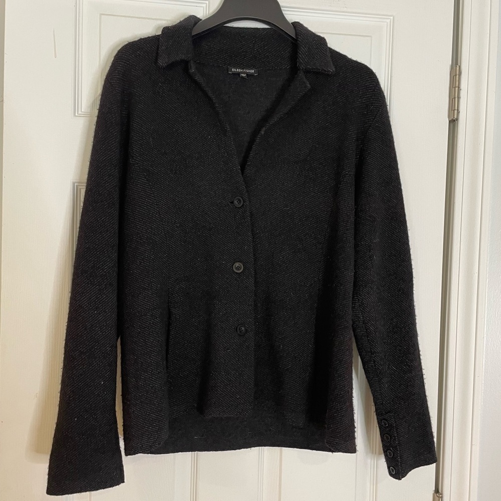 Eileen Fisher Merino Wool blend button-front jacket